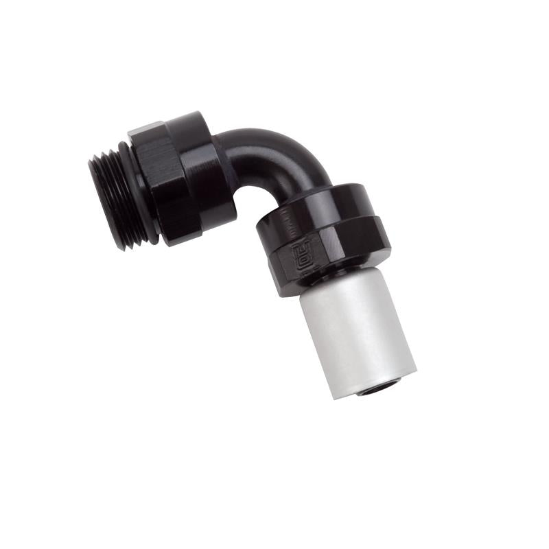 Russell Hose End Crimp On 10 SAE Port Male To -8 Hose 90 Deg Swivel Blk Anodized