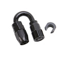 Russell Performance 5/16in SAE Quick Disc Female to -6 Hose Black 180 Degree Hose End