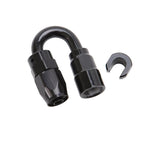 Russell Performance 5/16in SAE Quick Disc Female to -6 Hose Black 180 Degree Hose End