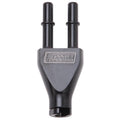 Russell Adapter Y-Block 3/8in SAE Quick Disconnect Female To 2X 3/8in SAE Qd Male Blk Anodized