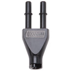 Russell Adapter Y-Block 3/8in SAE Quick Disconnect Female To 2X 3/8in SAE Qd Male Blk Anodized
