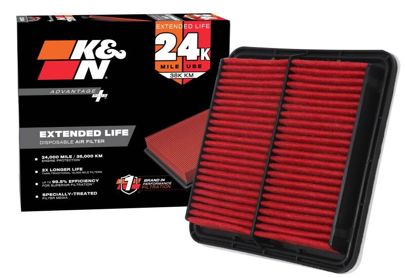 K&N Advantage Plus Air Filter 24K Miles Subaru Outback 03-10 Leg 05-10 Impreza 07-10 Forester 08-10