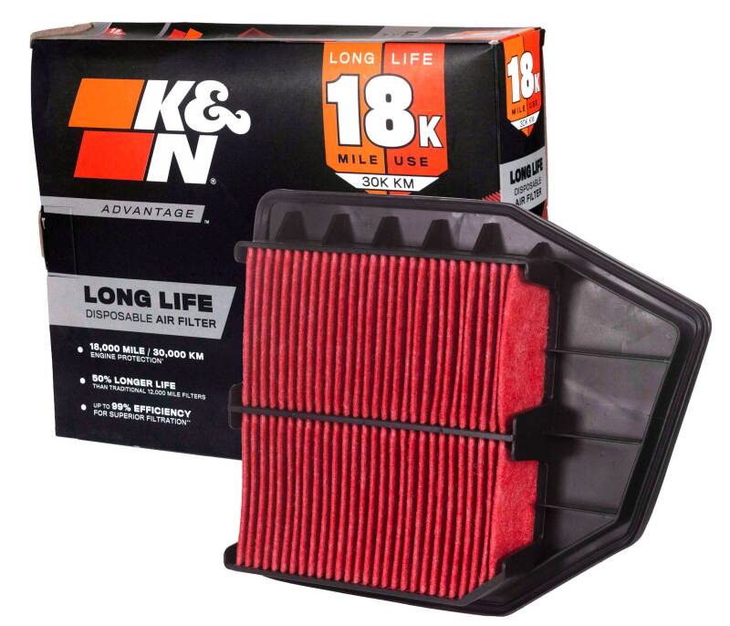 K&N Advantage Air Filter 18K Miles Honda Accord L4-2.4L F/I 08-12