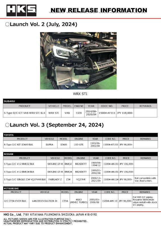 HKS S Type O/C KIT SINGLE Z34 VQ37VHR BLK