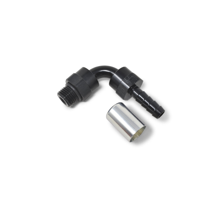 Russell Hose End Crimp On 10 SAE Port Male To -8 Hose 90 Deg Swivel Blk Anodized