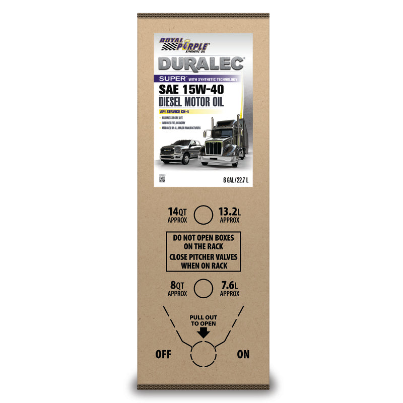 Royal Purple Duralec Super Diesel 15W40 CK-4 Motor Oil - 6 Gallon Bag-In-Box