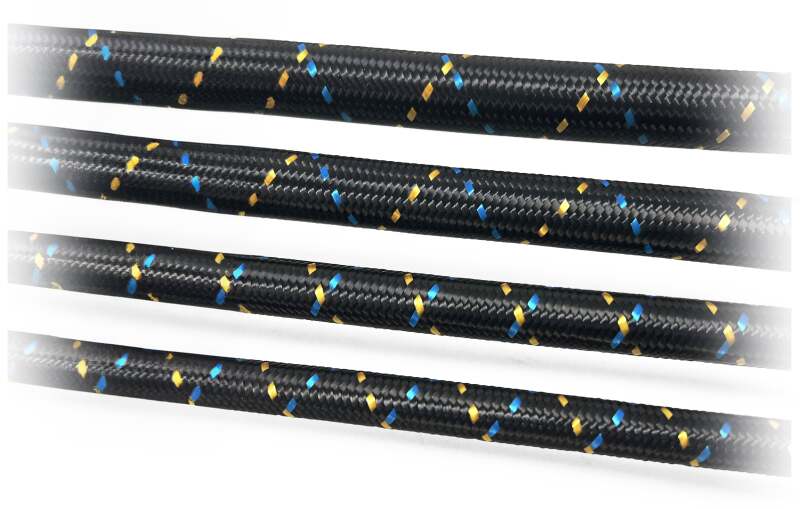 GReddy AN06 REUSABLE HOSE NYLON BRAIDED BLACK/GOLD/BLUE (PRICE PER FOOT)